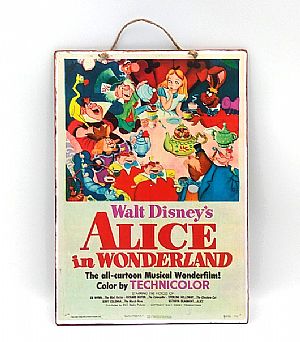 Vintage κινηματογραφική αφίσα Alice In Wonderland ξύλινη χειροποίητη