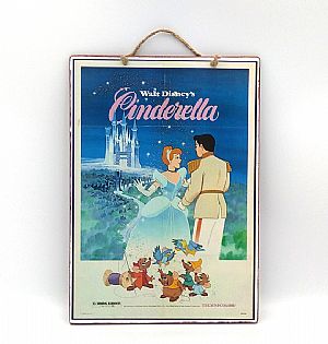 Πινακίδα κινηματογραφική αφίσα Cinderella ξύλινη χειροποίητη