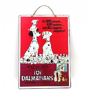 Ξύλινη πινακίδα κινηματογραφική αφίσα 101 Dalmatians χειροποίητη