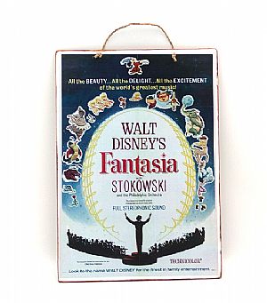Πινακίδα κινηματογραφική αφίσα Fantasia ξύλινη χειροποίητη