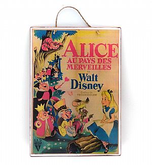 Πινακίδα κινηματογραφική αφίσα Alice In Wonderland ξύλινη χειροποίητη