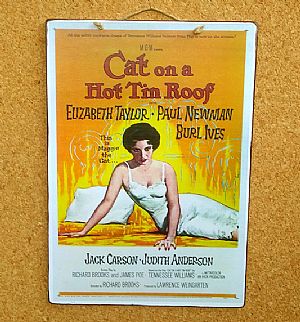 Vintage αφίσα κινηματογραφική Cat On A Hot Tin Roof ξύλινη χειροποίητη