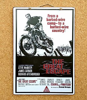 Πινακίδα ξύλινη κινηματογραφική αφίσα The Great Escape χειροποίητη