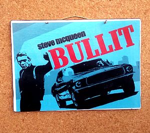 Vintage κινηματογραφική αφίσα Bullit ξύλινη χειροποίητη