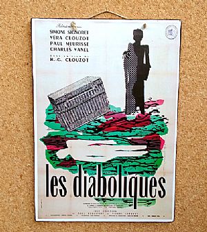 Ξύλινη κινηματογραφική αφίσα Les Diaboliques vintage χειροποίητη