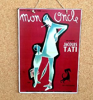 Vintage κινηματογραφική αφίσα Mon Oncle ξύλινη χειροποίητη