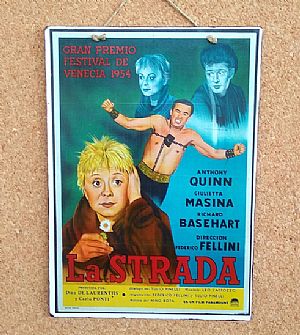 Vintage πινακίδα κινηματογραφική αφίσα La Strada ξύλινη χειροποίητη