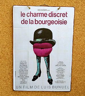 Πινακίδα ξύλινη κινηματογραφική αφίσα Le Charme Discret De La Bourgeoisie vintage χειροποίητη