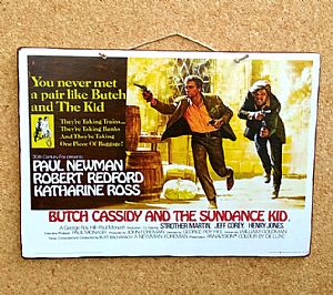 Ξύλινη κινηματογραφική αφίσα Butch Cassidy And The Sundance Kid vintage χειροποίητη