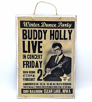 Ξύλινη μουσική αφίσα Buddy Holly
