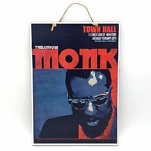 Πινακίδα ξύλινη μουσική αφίσα Thelonious Monk