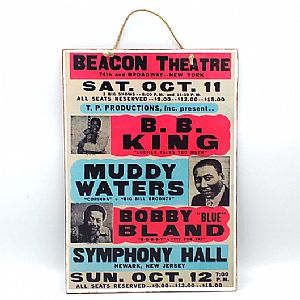 Πινακίδα ξύλινη μουσική αφίσα B. B. King - Muddy Waters