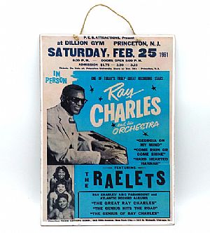 Πινακίδα ξύλινη μουσική αφίσα Ray Charles