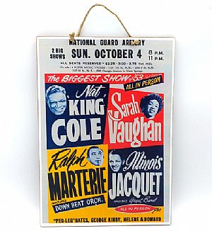 Ξύλινη μουσική αφίσα Nat King Cole & Sarah Vaughan