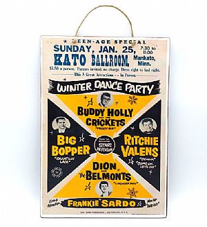 Ξύλινη μουσική αφίσα Buddy Holly & Ritchie Valens