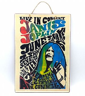 Ξύλινη μουσική αφίσα Janis Joplin