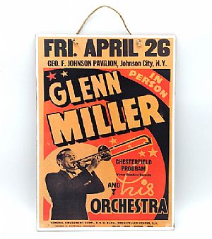 Πινακίδα ξύλινη μουσική αφίσα Glenn Miller Orchestra