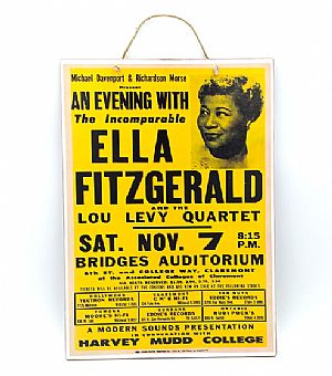 Πινακίδα ξύλινη μουσική αφίσα Ella Fitzgerald